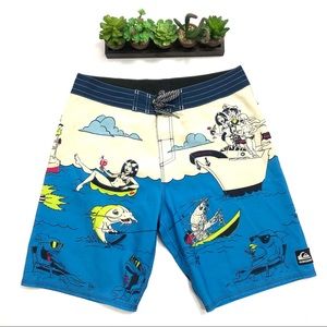 Men’s Quiksilver Artist Series Unique Board Shorts Size 33